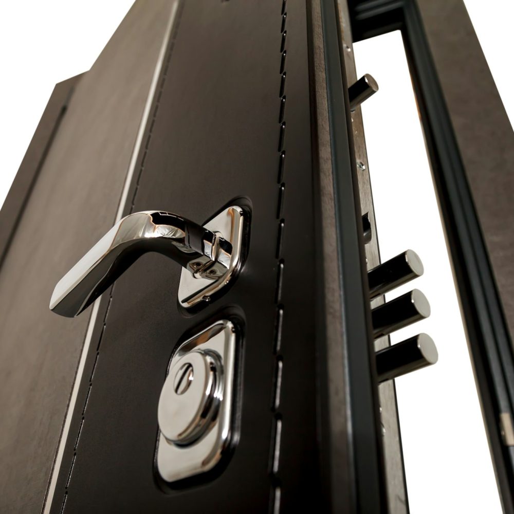 An open door with locks